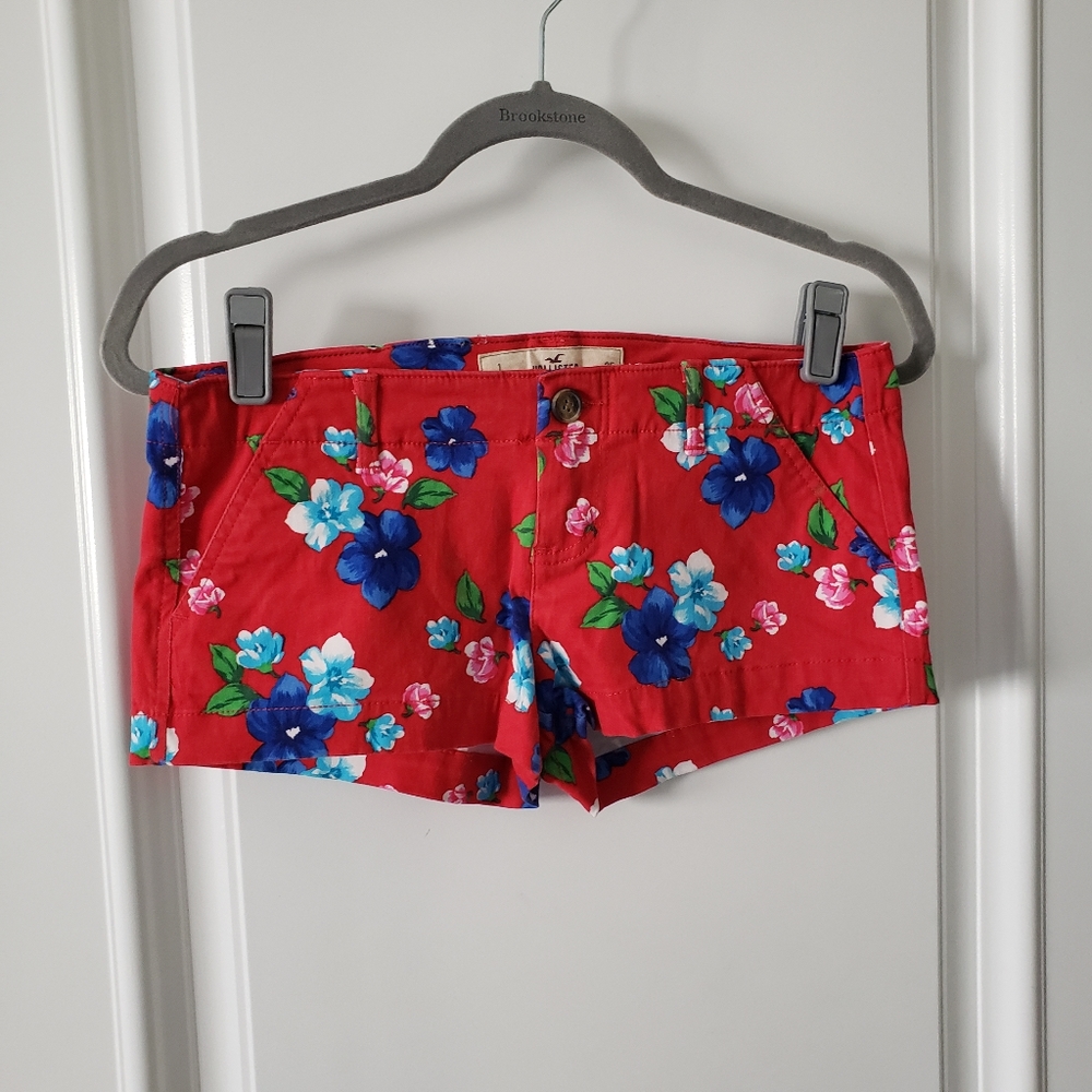 Hollister Red Tropical Floral Print Shorts